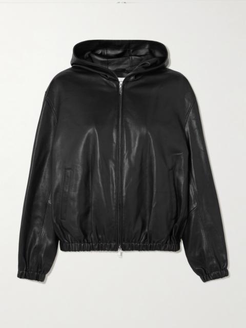 NOUR HAMMOUR Leo Hooded Paneled Leather Jacket