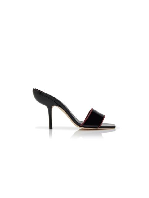 Black Patent Leather Open Toe Mules