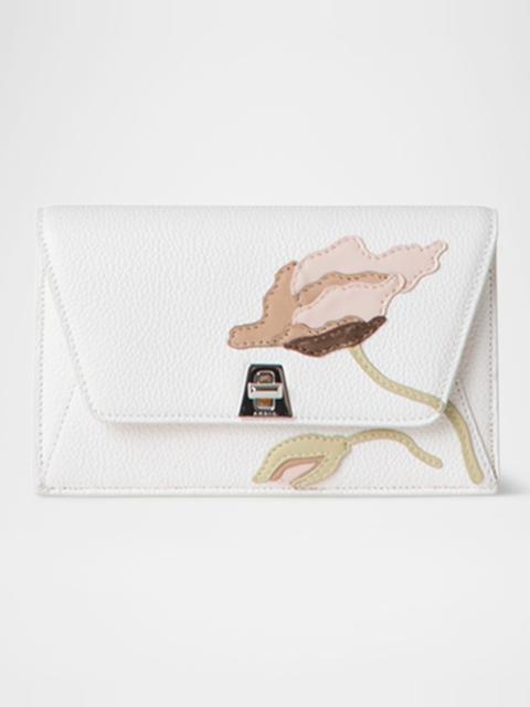 AKRIS Anouk Envelope Flap Flower Leather Shoulder Bag