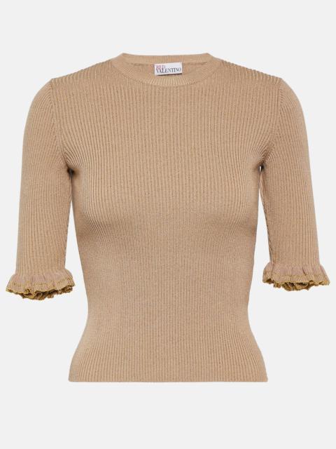 Ribbed-knit wool-blend top