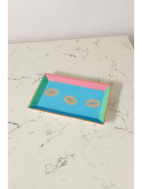 SUZANNE KALAN + Jonathan Adler porcelain jewelry tray Blue
