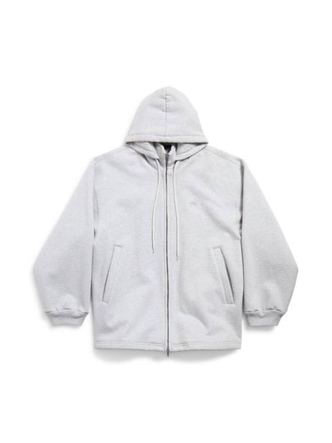 BALENCIAGA Men's Lion Outerwear Zip-up Hoodie in Light Heather Grey