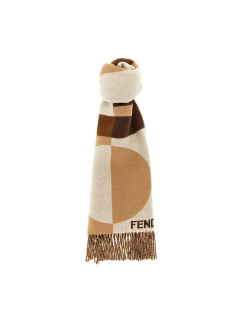 FENDI jacquard-pattern fringed scarf