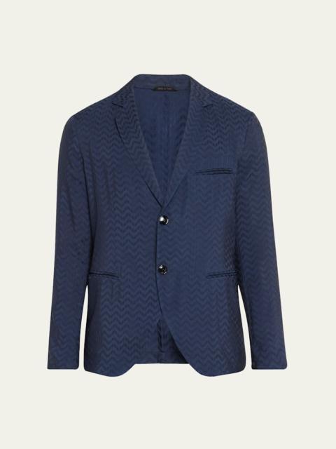 GIORGIO ARMANI Men's Cupro Chevron Blazer