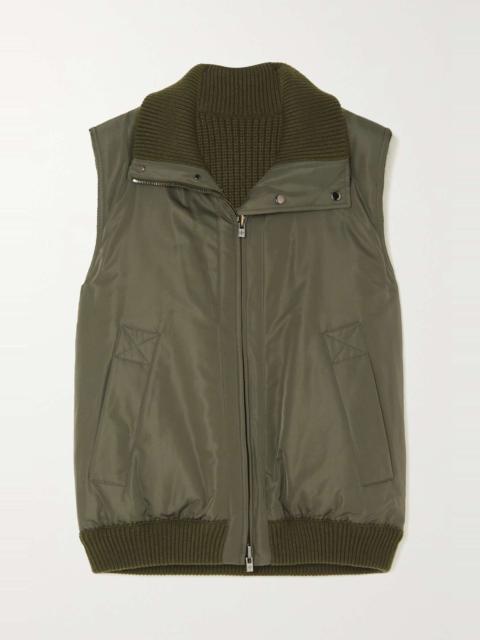 Everdeen padded shell and silk-blend vest