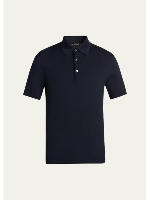 ZEGNA Men's Trofeo Wool Knit Polo Shirt