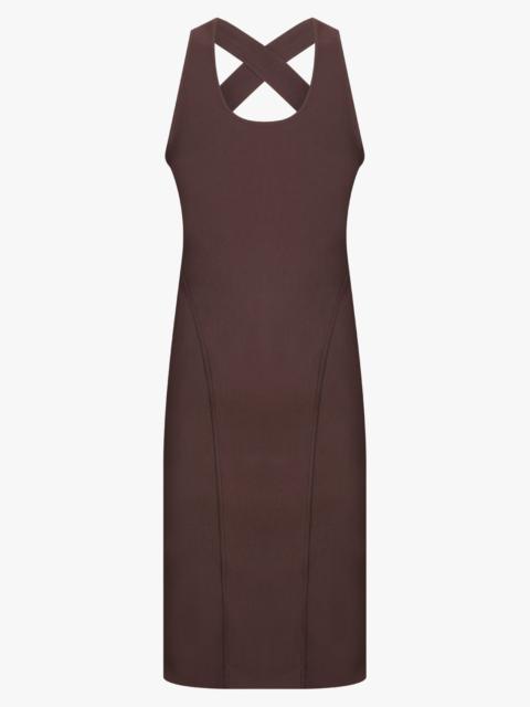 Alaïa CROSS BACK S/LESS MIDI DRESS | BROWN