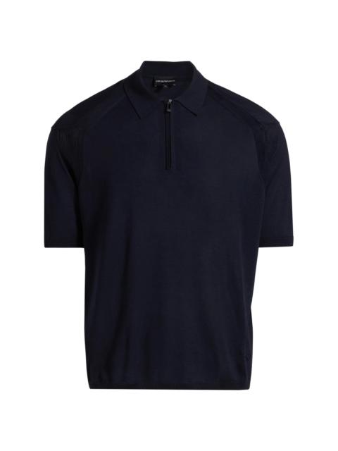 EMPORIO ARMANI Men's Zip-Front Polo Sweater - Navy