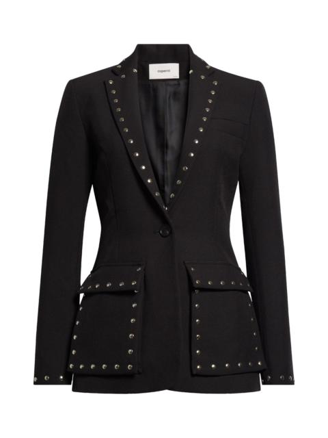 COPERNI Coperni Studded Faux Suede Tailored Jacket in Black at Nordstrom