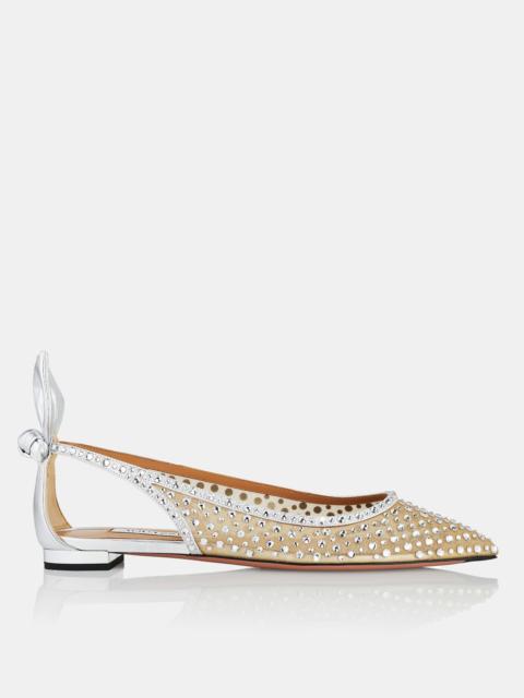 AQUAZZURA Bow Tie Crystal Tulle Flat