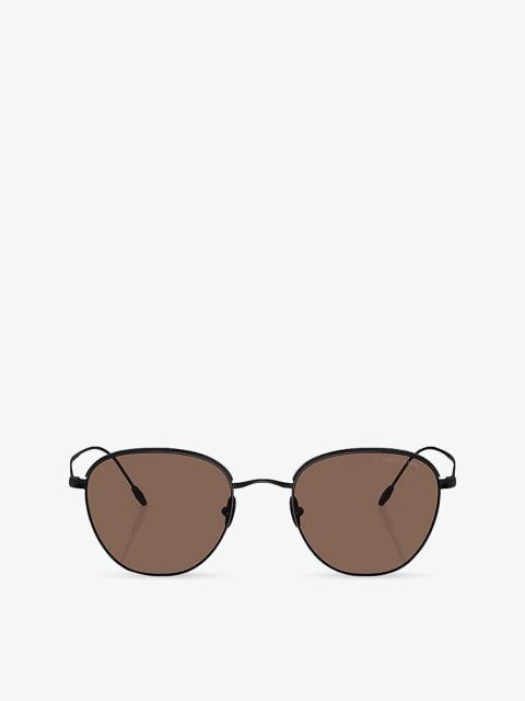 GIORGIO ARMANI AR6048 Square-Frame Steel Sunglasses