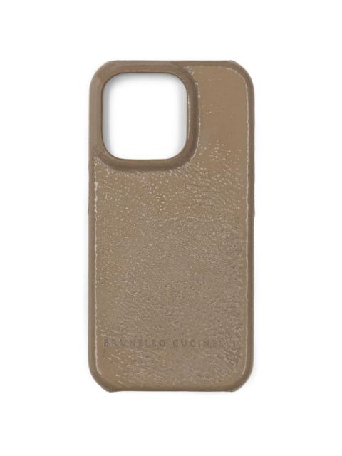 logo-debossed leather phone cover