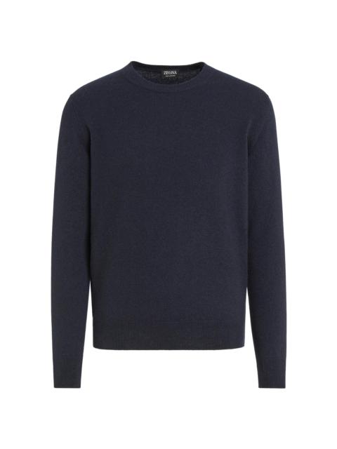 ZEGNA Men's Oasi Cashmere Crewneck T-Shirt - Navy Blue Melange