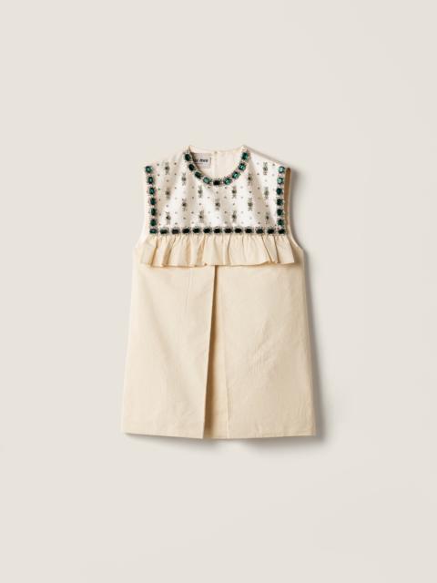 Miu Miu Embroidered canvas mini-dress