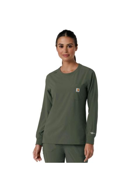 Carhartt Women's Force Cross-Flex Crew Neck Long Sleeve Scrub Top