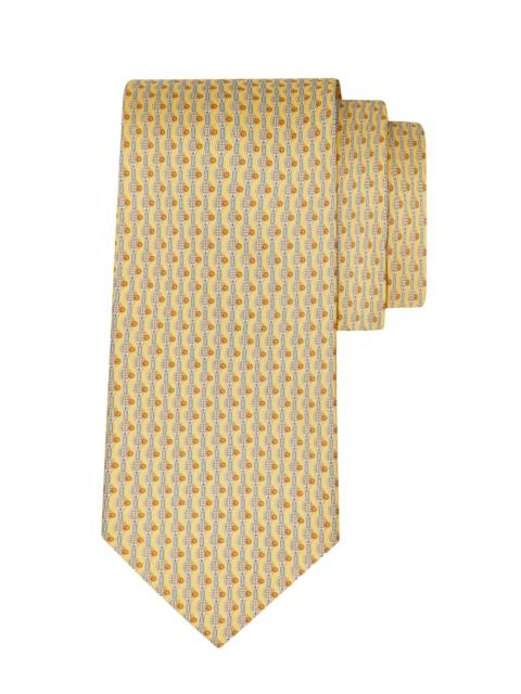 FERRAGAMO Men's Battuta Tennis Silk Tie - Beige