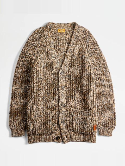 Tod's MOULINÉ CARDIGAN - BROWN