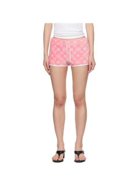 CASABLANCA Pink Velour Monogram Shorts