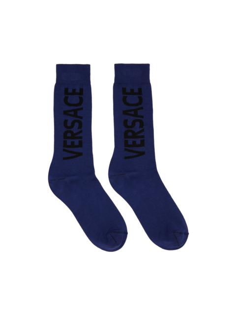 VERSACE Blue Cotton Socks