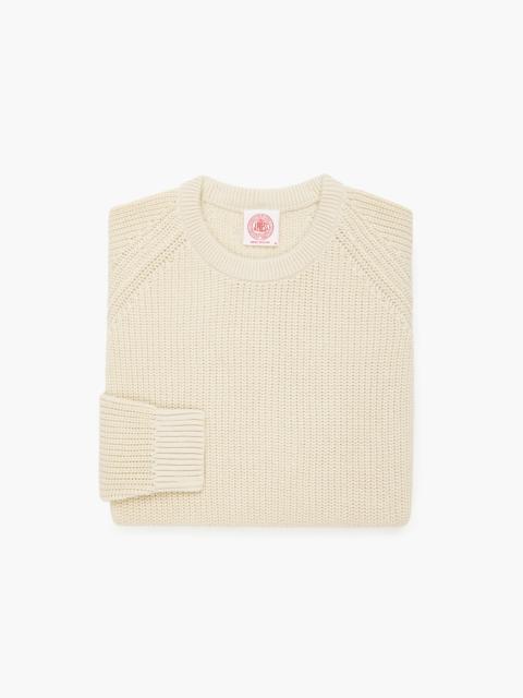 J. PRESS OFF WHITE SHAKER KNIT COTTON CREW NECK SWEATER