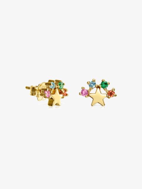 TOUS 18K solid gold Real Sisy star Earrings with Gemstones