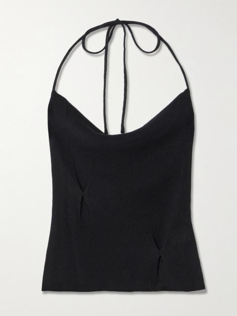 DEIJI STUDIOS Fine Knot Recycled Ribbed-knit Halterneck Top