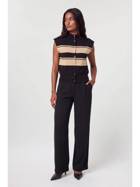 KAREN MILLEN Stripe Viscose Blend High Neck Knitted Tank Top