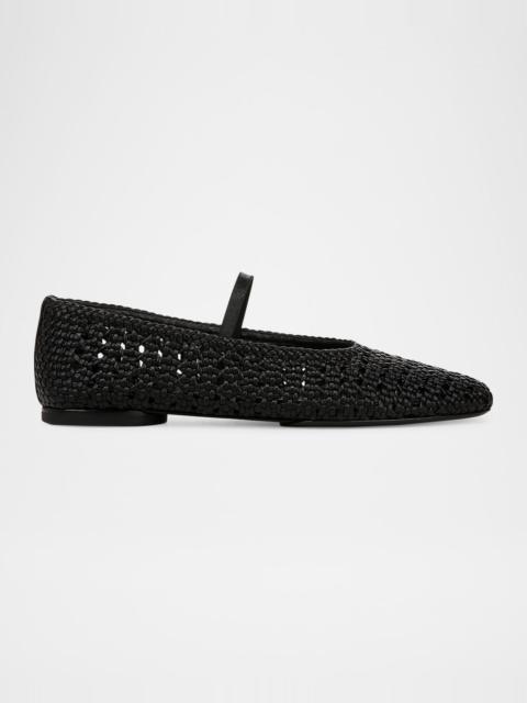 Vince Vivian Crochet Leather Mary Jane Ballerina Flats
