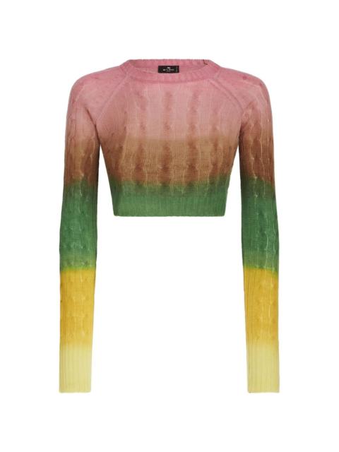 gradient cable-knit cropped jumper