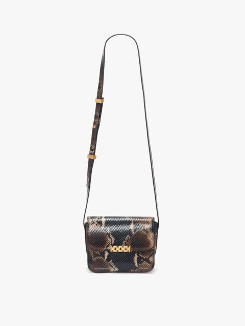 Victoria Beckham Mini Chain Shoulder Bag In Navy-Brown Leather