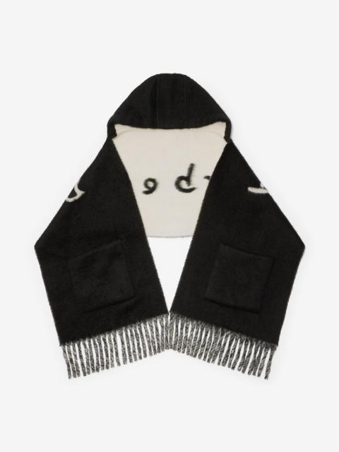 Burberry Logo Alpaca Wool Blend Hooded Scarf