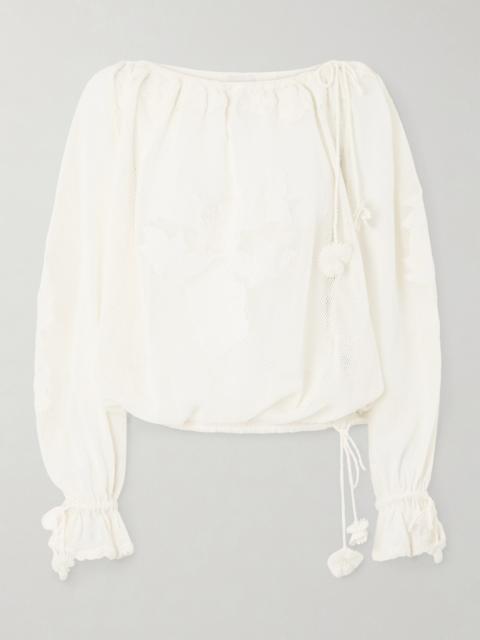 Isabel Marant Dalyna Lace Trimmed Organic Cotton Blouse