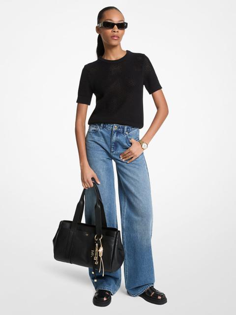 MICHAEL KORS Cotton and Cashmere Mesh Short-Sleeve Sweater