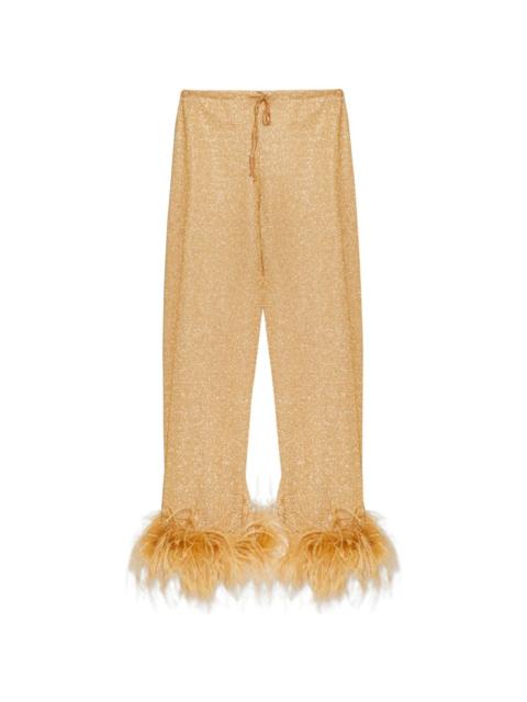 Oséree feather-trim trousers