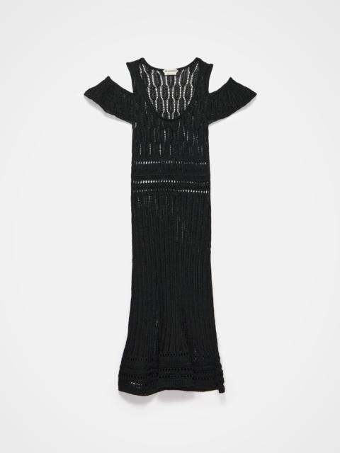 JW Anderson WOMENS SHOULDER RUFFLE CROCHET DRESS IN BLACK