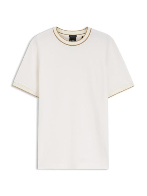 BOSS REGULAR-FIT T-SHIRT IN STRUCTURED COTTON WITH TIPPING DETAILS