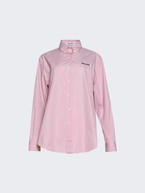 Miu Miu Oversize Stripe Poplin Shirt Rosa