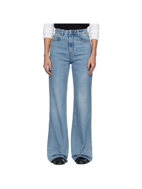 AMI Paris Blue Cotton Flare Fit Jeans