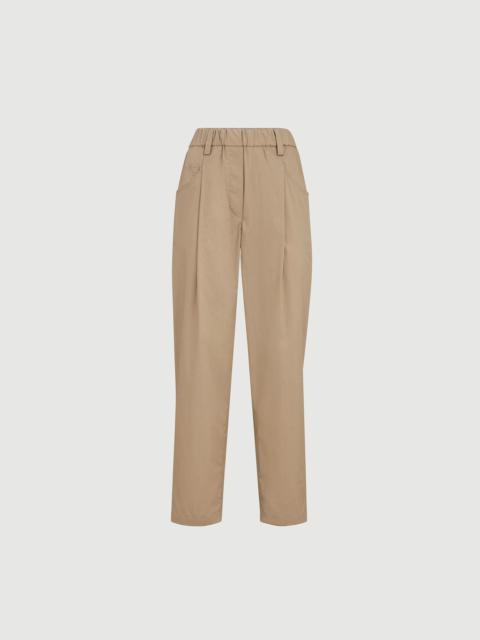 Brunello Cucinelli Lightweight poplin five-pocket track trousers with monili