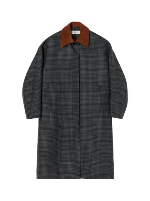 RÓHE Suede-Collar Checked Wool Coat multi