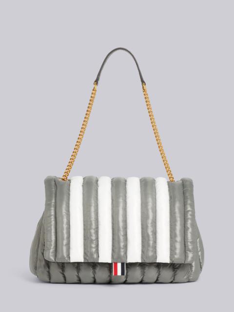 Thom Browne Medium Grey Ripstop Oversized Quilted 4-Bar Small Shoulder Bag