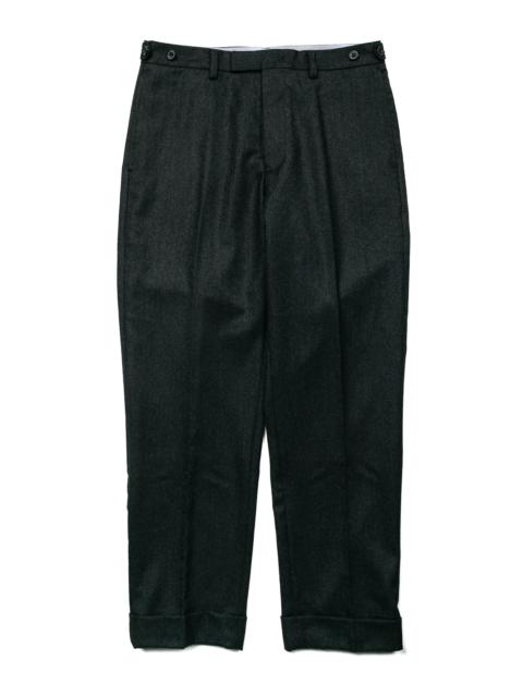 BEAMS PLUS Ivy Trousers Ankle-Cut Flannel Charcoal Grey
