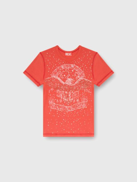 Diesel T-SHIRT WITH CONCERT GRAPHICS AND CRYSTALS