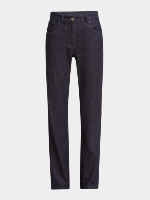 GIORGIO ARMANI Cotton-Cashmere Denim Straight-Leg Trousers