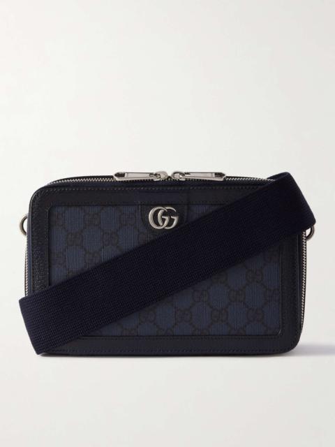 GUCCI Ophidia Mini Leather-Trimmed Monogrammed Supreme Coated-Canvas Messenger Bag