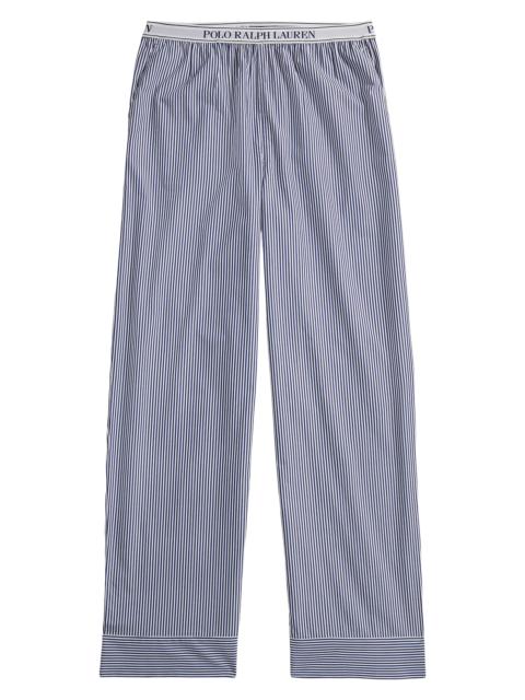 Polo Ralph Lauren Women's Shirting Stripes Striped Cotton Pants - White Cloud Beacon Blue
