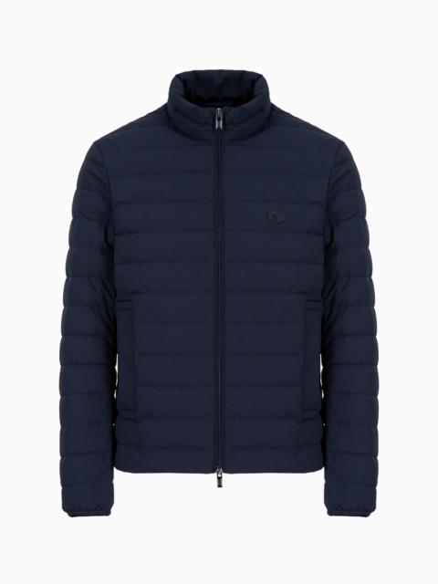 EMPORIO ARMANI Quilted nylon full-zip down jacket with eagle logo patch