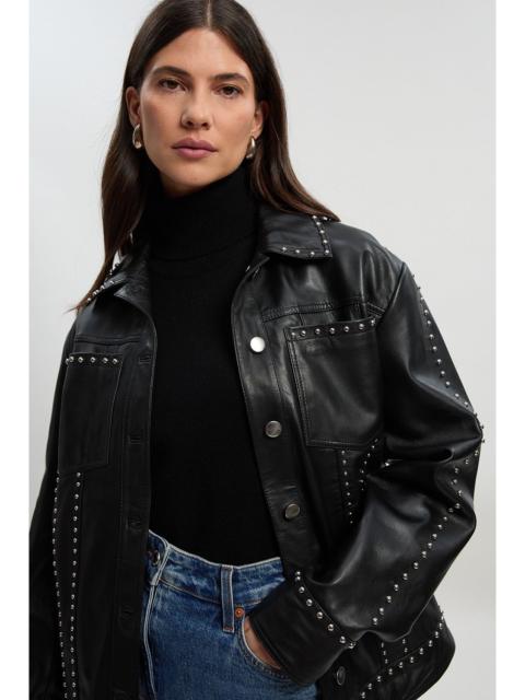 KAREN MILLEN Studded Leather Tailored Jacket