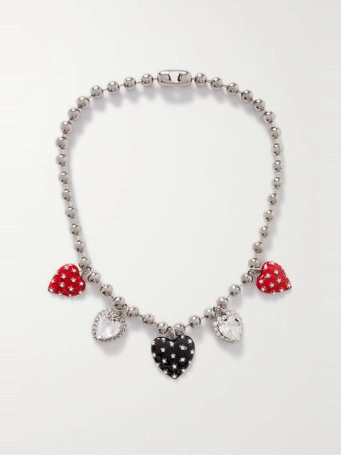 Alessandra Rich Silver-tone, crystal and enamel necklace