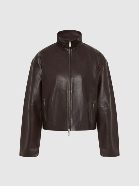 ST. AGNI Cocoon Zip Leather Jacket - Chocolate